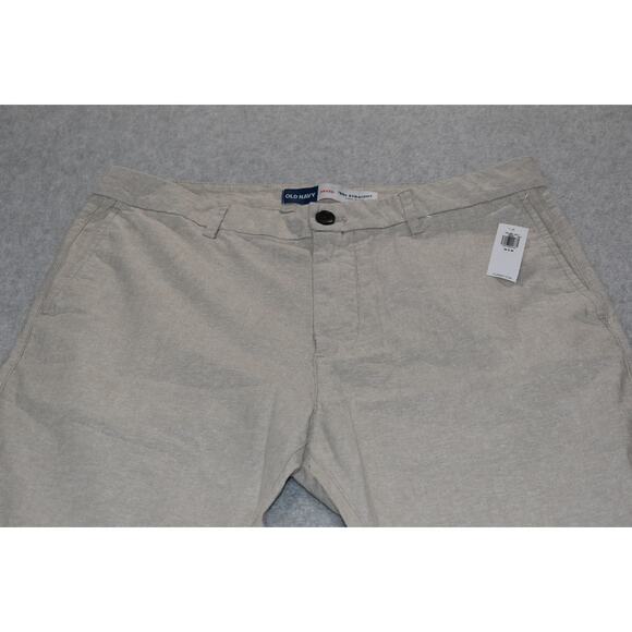 Old Navy Hawaiian Style Linen Pants Mens Size 34 x 31 Tan 90's Straight NEW - Picture 1 of 7